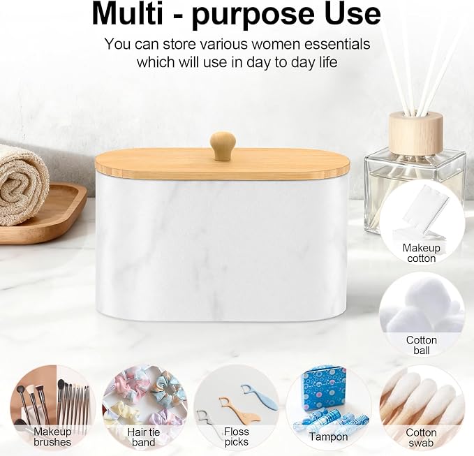 Cotton Swab Holder, Round Cotton Pads Balls Qtip Holder Dispenser - Image 4