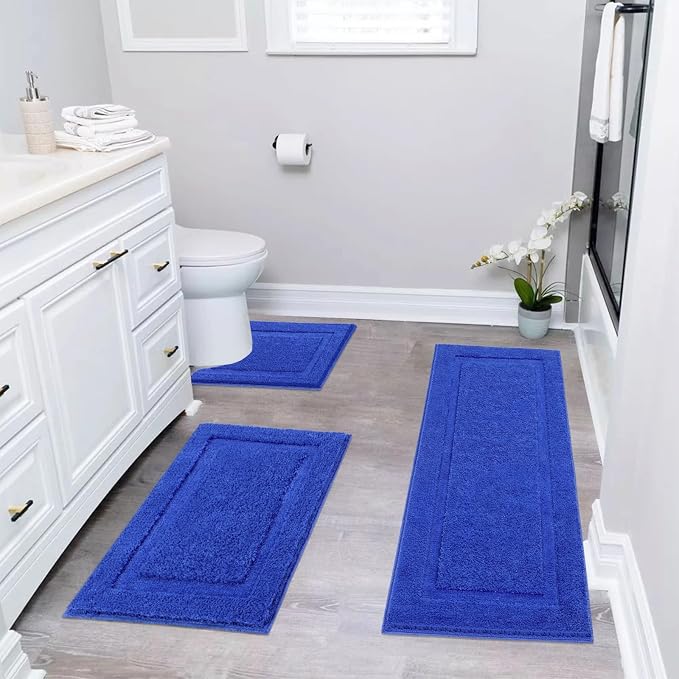 SHACOS Soft Fluffy Bathroom Runner Rugs Set of 3 Bath Mats - Image 2