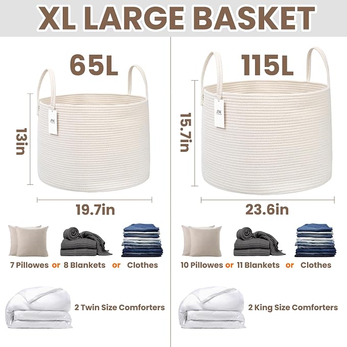 65L Extra Large Blanket Basket for Living Room - Image 3