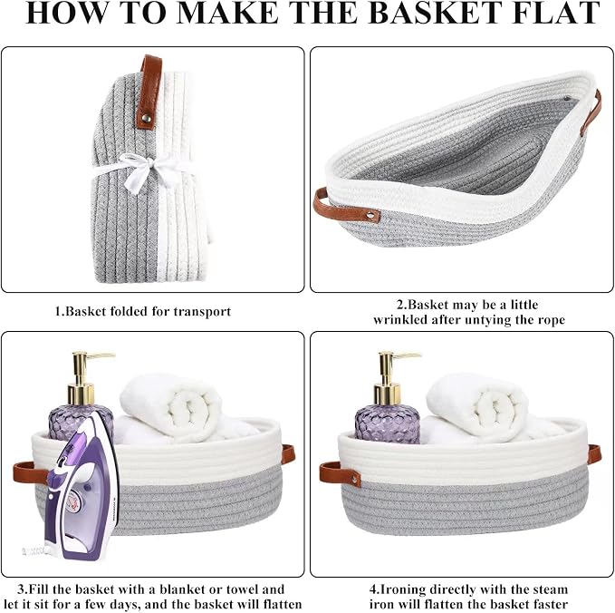Bathroom Countertop Organizer Basket, Cotton Rope Woven Storage Basket Toilet - Image 7