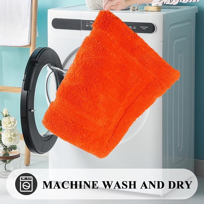 SHACOS Orange Fall Bathroom Rugs Sets 3 Piece, Soft Fluffy Water Absorbent - Image 7