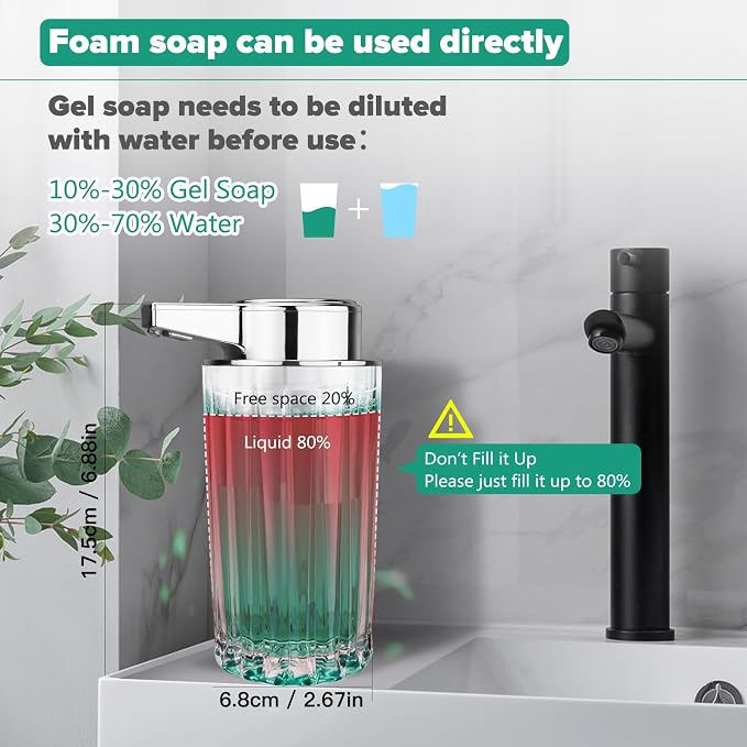 Automatic Soap Dispenser Foam for Kitchen: 11 OZ Glass Touchless Clear Auto - Image 5