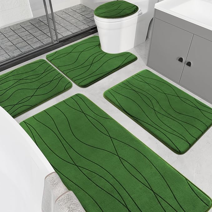 YIHOUSE Memory Foam Bathroom Rug Sets 5 Piece, Ultra Absorbent Bath Mat by YIHOUSE