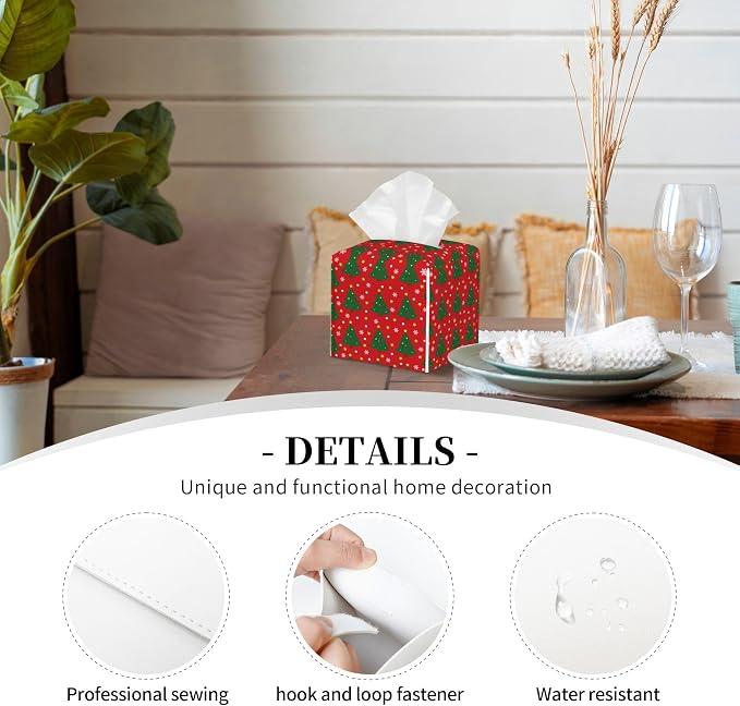 Christmas Tree and Snowflakes Tissue Box Cover Square - Image 3