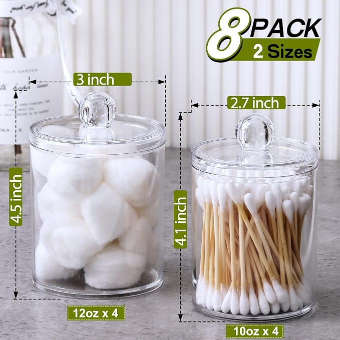 AOZITA 8 Pack Acrylic Qtip Holder Dispenser - Image 9