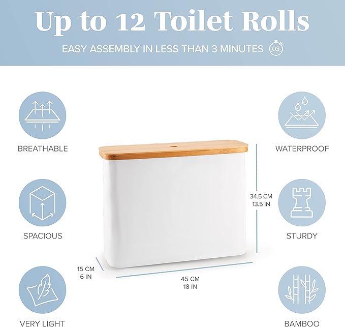 LONBET Toilet Paper Storage for 12 Rolls, Stackable & Foldable - Image 3