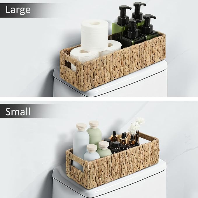 Nesting Small Wicker Basket, Water Hyacinth Toilet Paper Baskets Bathroom - Image 6