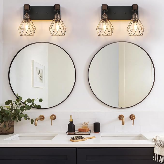 Farmhouse Bathroom Vanity Light Fixtures, 2-Light Wood Bathroom Light Fixtures - Image 5