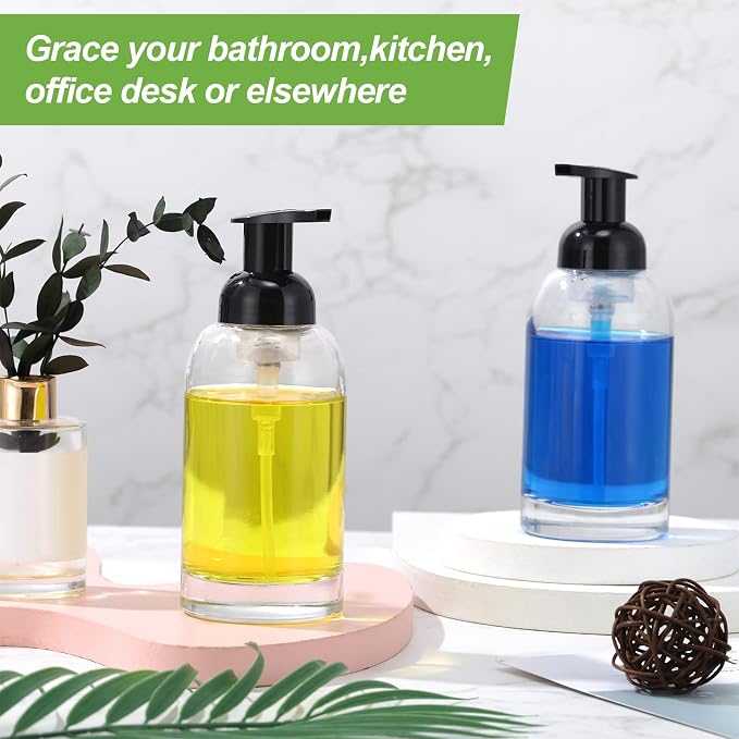 Eccliy 4 Pack 13 Oz Clear Glass Jar Soap Dispenser - Image 5
