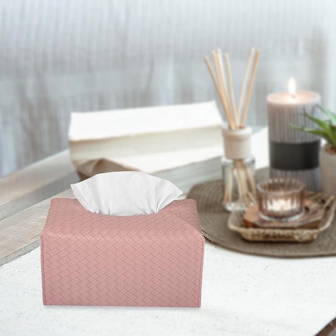 Tissue Box Cover PU Leather Tissue Holder Square Facial Tissue Case Facial - Image 3