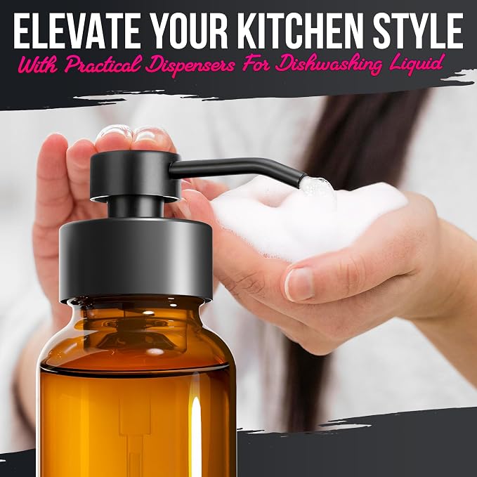 2 Pcs Amber Foaming Soap Dispenser Glass - Image 9