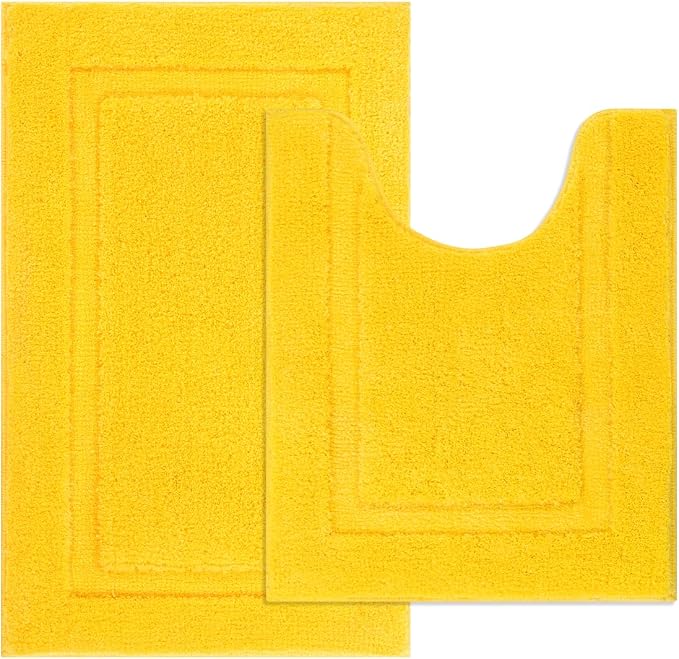 SHACOS Bathroom Toilet Rugs Set 2 Pieces Soft Absorbent Bath Rugs by SHACOS