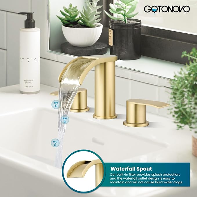 gotonovo Waterfall 8 inch Widespread Bathroom Faucet Set Bathroom Sink Faucet 3 - Image 9
