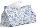 Blue Chinoiserie Tissue Box Cover Rectangle, PU Leather Decorative Facial Paper by PaJiaNi