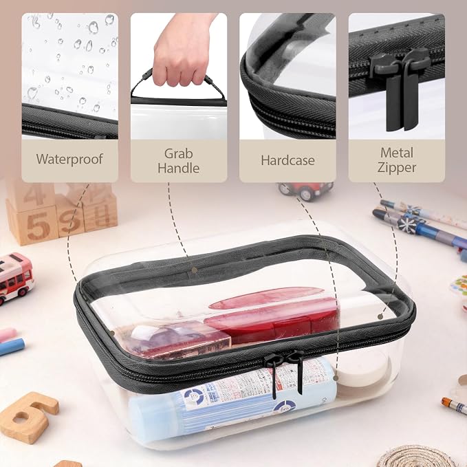 3 Pack Clear Hard Shell Zipper Case - Image 5
