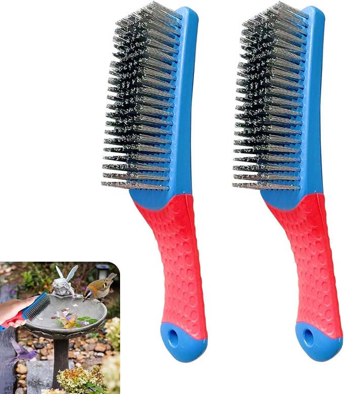 2 Pcs Bird Bath Hard Wire Brushes，Iron Out Rust Stain Remover，Bathtub Cleaning by Unknown