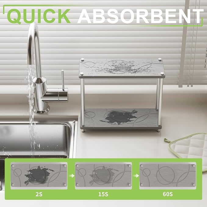 Bathroom Countertop Organizer Water Absorbing Stone Bathroom Organizer 2 Tier - Image 5