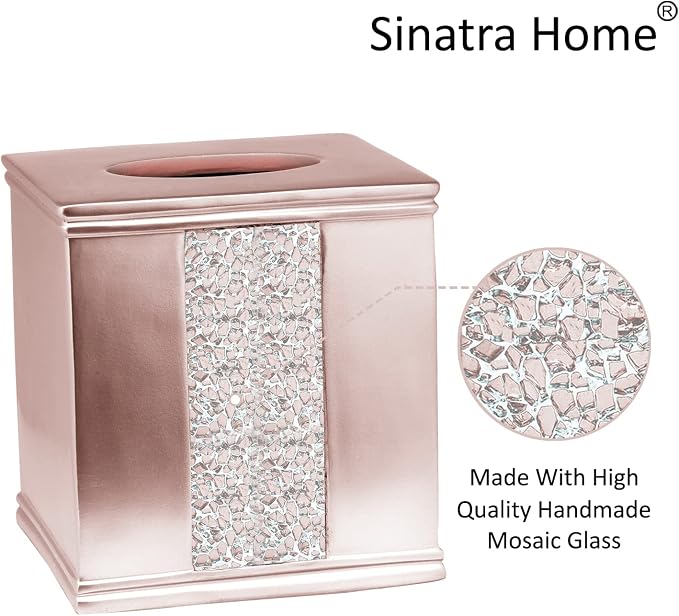 Zahari Home 2pc Sinatra Modern Bath Accessories Set Waste Basket & Tissue Box - Image 6