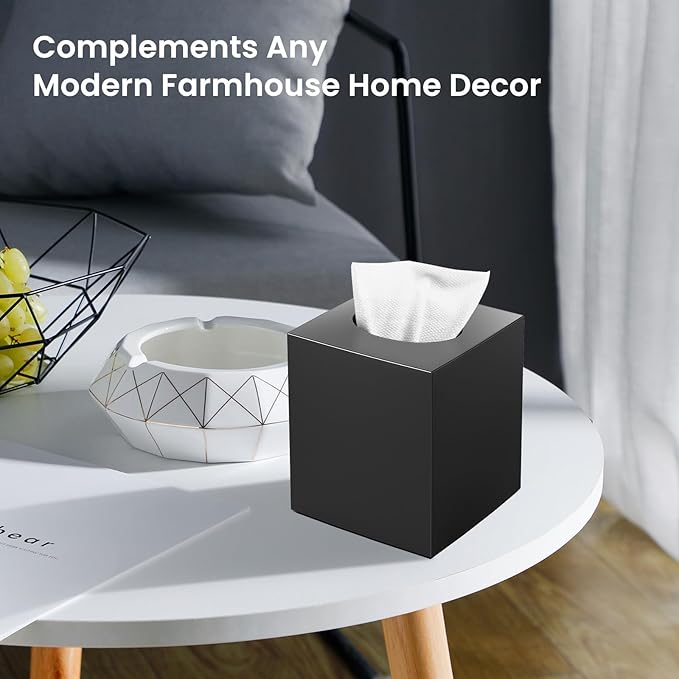 Tissue Box Cover, Square Modern Facial Acrylic Tissue Holder Napkin Dispenser - Image 5