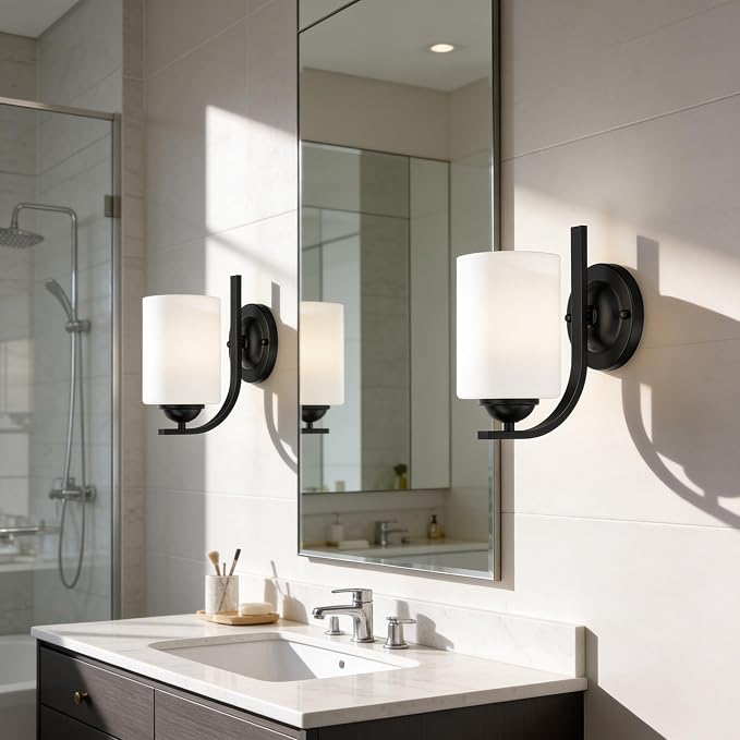 2-Pack Wall Sconces for Bedroom and Bathroom, Matte Black Farmhouse Wall Light - Image 7