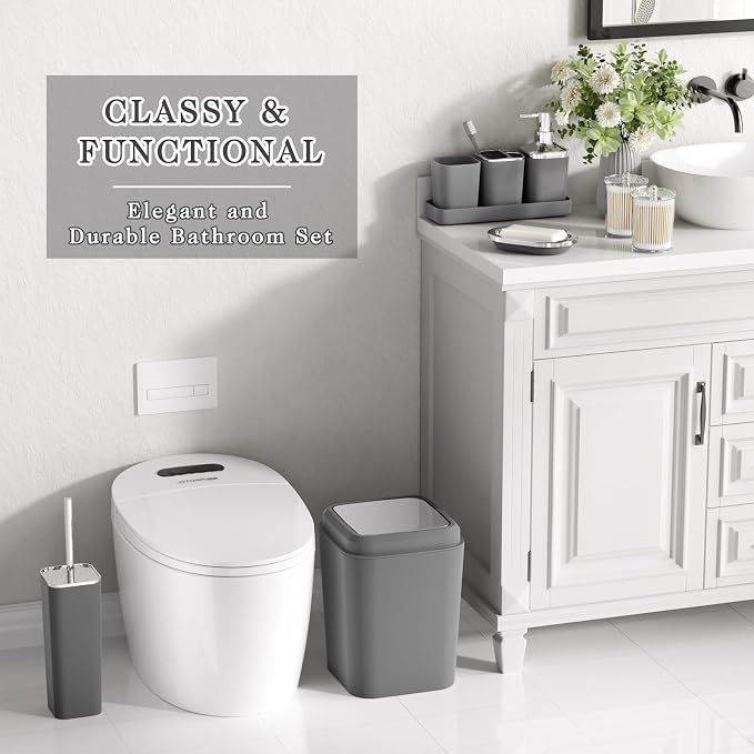 Grey Bathroom Accessories Set, Bathroom Sets - Image 3