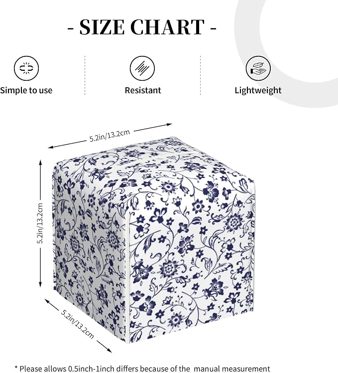 Blue and White Tissue Box Cover Square, Abstract Blue Flowers Tissue Box Holder - Image 4