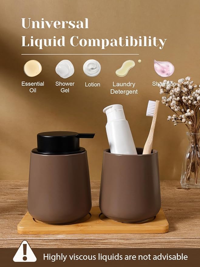 INGOFIN Ceramic Lotion Dispenser - 12 oz Hand Soap Dispenser Bathroom - Image 7
