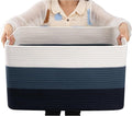OIAHOMY Large Blanket Basket, 22”x17”x12” Rectangle Woven Baskets, Nursery by MasterofSpaceOptimization