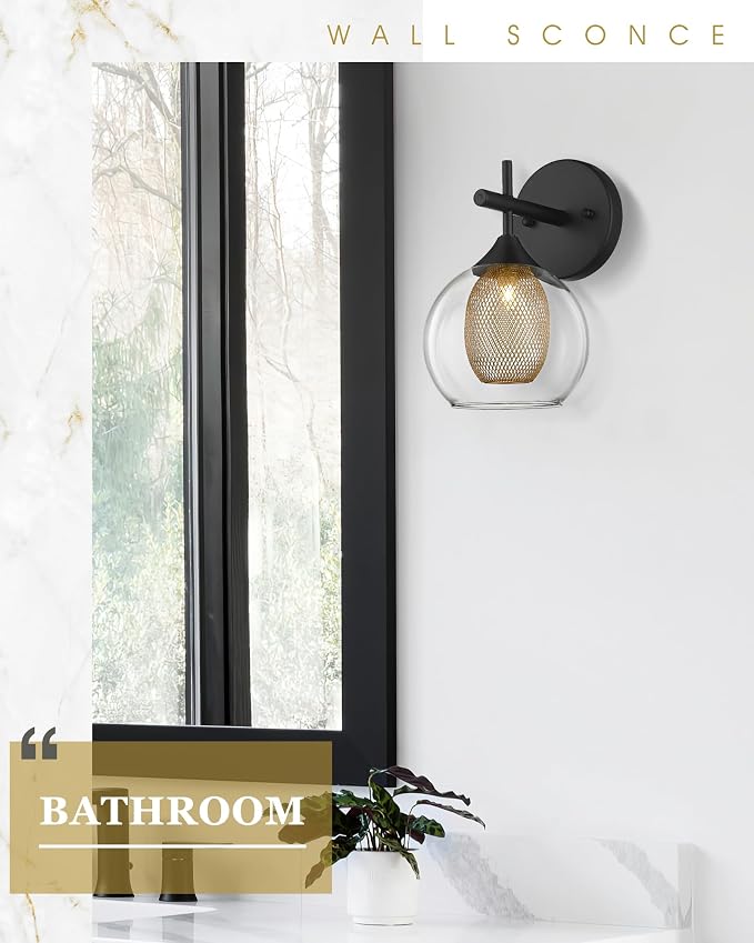 Black Wall Sconce Set of 2, Bathroom Vanity Light Fixture - Image 8