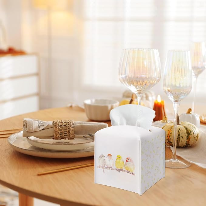 Cute Birds & Flowers Design Spring Tissue Box Cover - Image 5