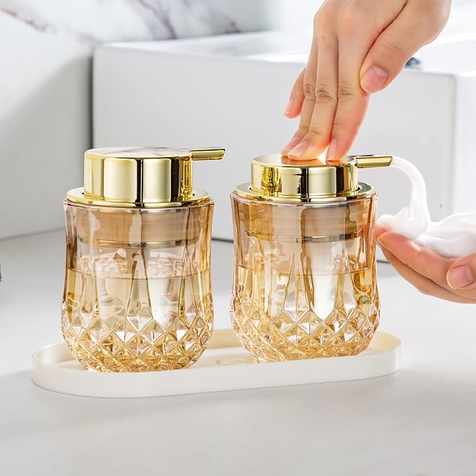 Gold Foaming Soap Dispenser Set- 2 Pack Bathroom Hand Foam Soap Dispensers - Image 7
