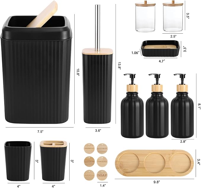 Black Bathroom Accessories Set 17PCS Bathroom Set - Image 6