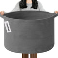 115L Large Blanket Basket, 23.6" L x 23.6" W x 15.7" H Rope Woven Baskets by HZFTJOY