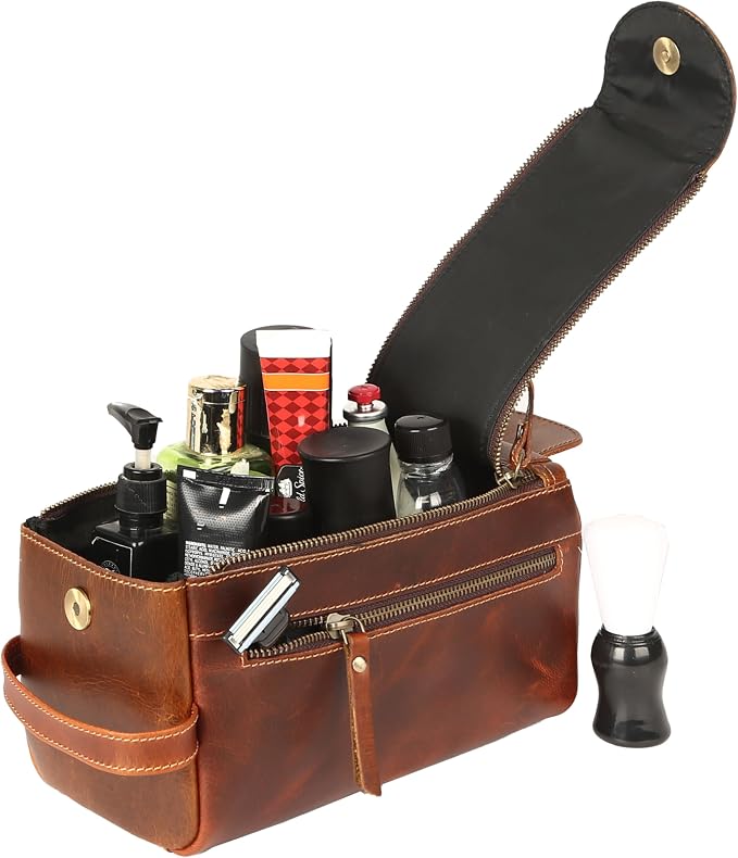 KomalC Premium Buffalo Leather Toiletry Bag - Image 5
