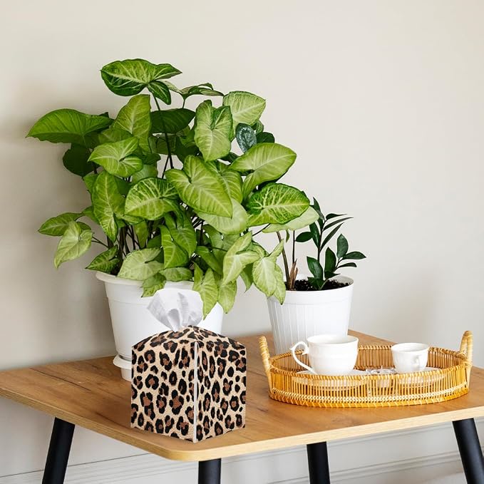 Leopard Print Tissue Box Cover Cute Animal Brown Black Leather Tissue Box - Image 6