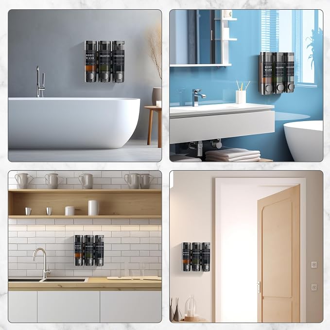 Shampoo and Conditioner Dispenser, Unisence Shower Dispenser 2 Chamber No Drill - Image 5