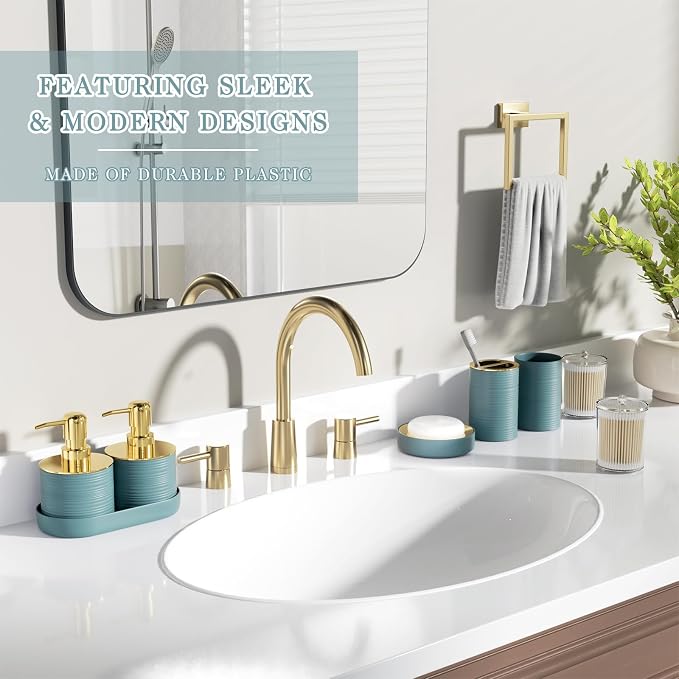 Bathroom Set, Light Blue Bathroom Accessories, Soap Dispensers - Image 5