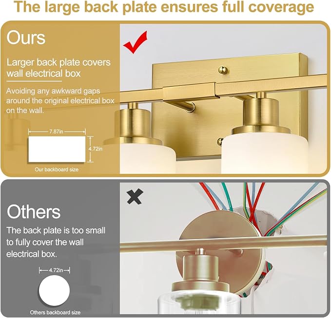 4-Light Bathroom Light Fixtures, Brushed Gold Vanity Lights - Image 5