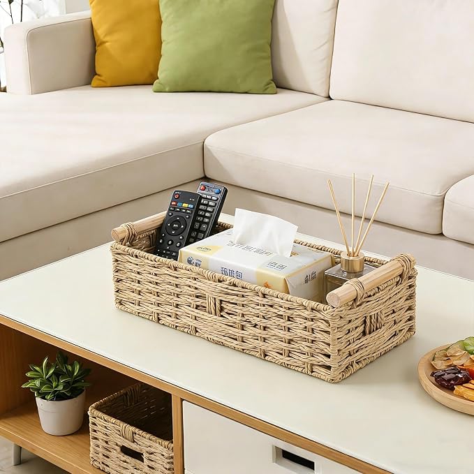 2 PCS Toilet Paper Storage Basket, Paper Rope Imitation Wicker Bathroom Baskets - Image 7