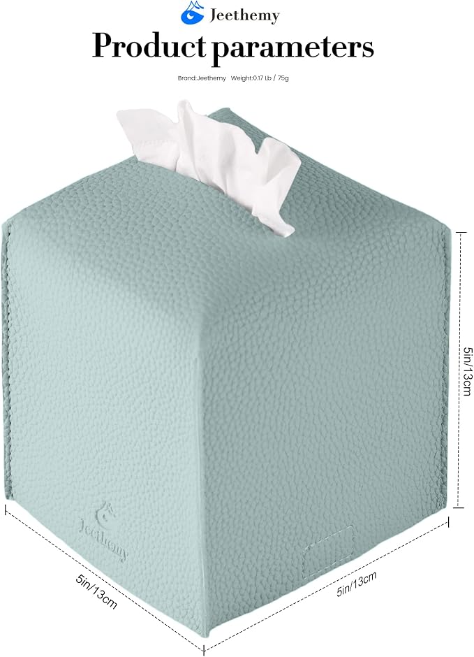 Tissue Box Cover, Jeethemy Square PU Leather Tissue Box Holder, Modern Tissue - Image 5