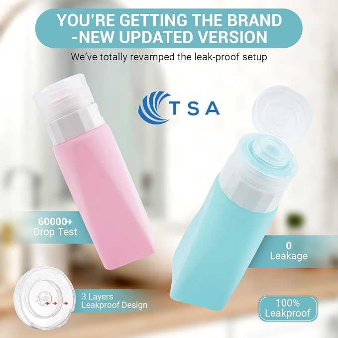 Travel Bottles Leak Proof, 3 oz TSA Approved Silicone Squeezable, Refillable - Image 3