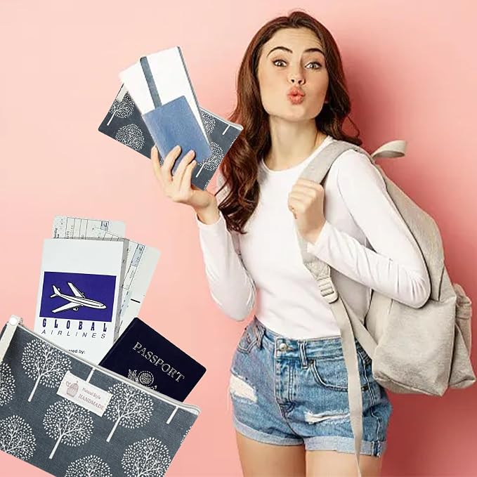 3 Pcs Canvas Bag Multi-Function Small Zipper Pouch Cute Travel Bag - Image 6