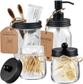 Amolliar Mason Jar Bathroom Accessories Set 4 Pcs -Lotion Soap Dispenser & 2 by Amolliar