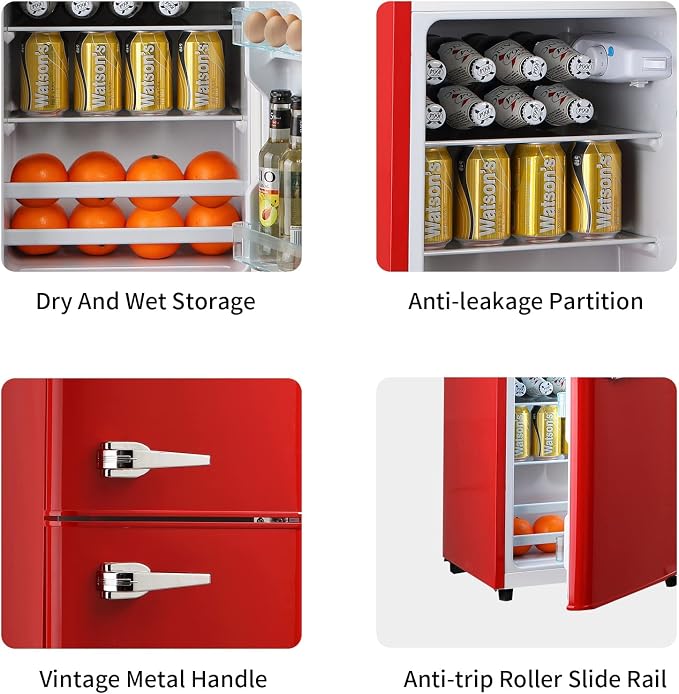 Mini Fridge With Freezer, Refrigerator With 2 Doors, 7- Level Adjustable - Image 7