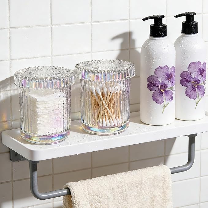 2 Pack Glass Qtip Holder Dispenser Set - Image 2