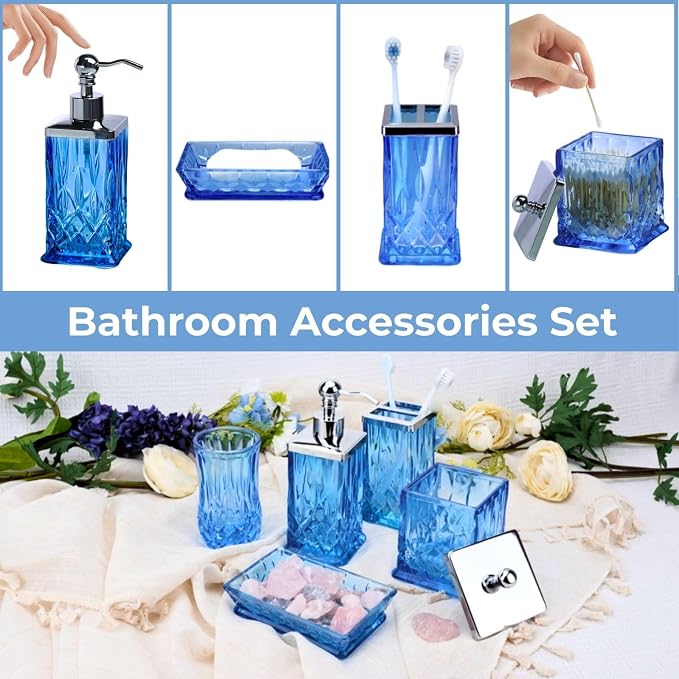 Bathroom Accessories Set, Complete Lotion Soap Dispenser, Toothbrush Holder - Image 5