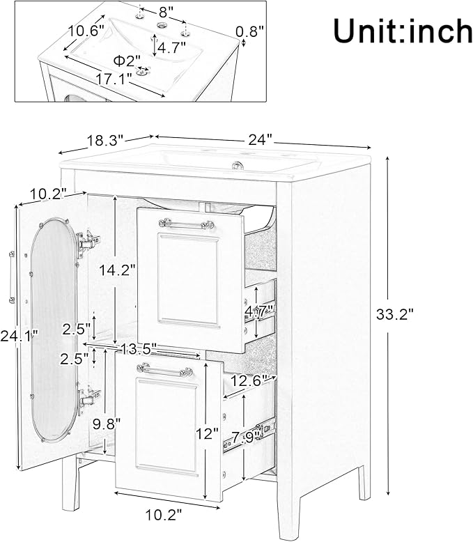 Harper & Bright Designs 24" Bathroom Vanity - Image 2