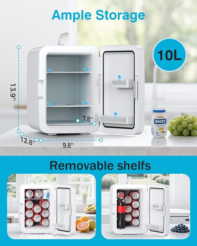 Antarctic Star Compact Mini Fridge, 10L Portable Small Refrigerator, 2.6 Gal - Image 2