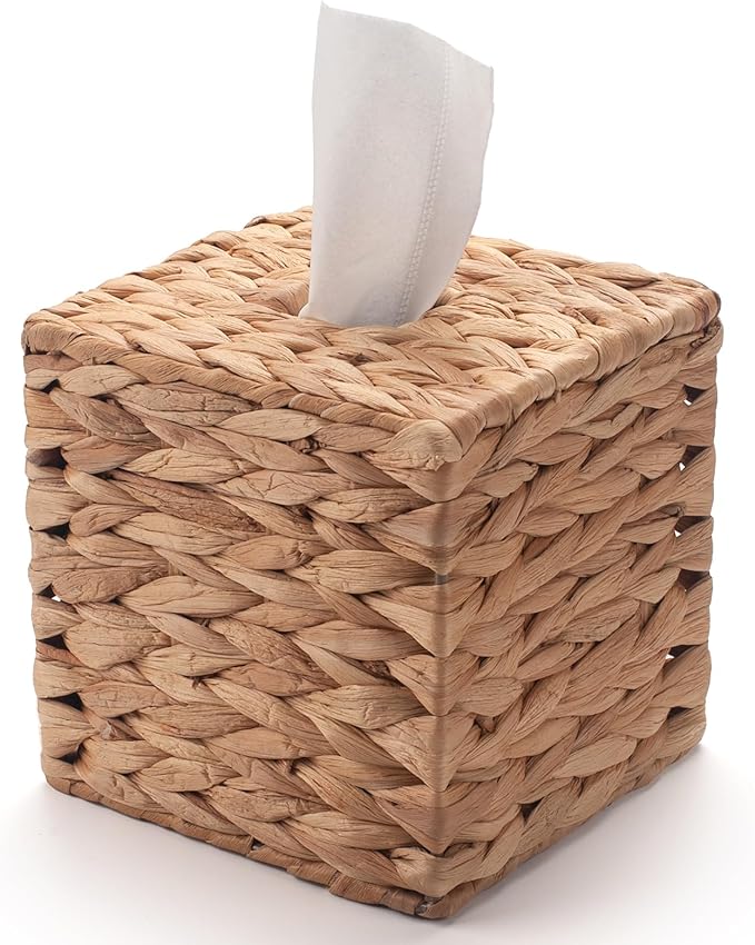 Tissue Box Cover Square, Rattan Tissue Box Holder -Boho Decorative Woven Facial by YANGQIHOME