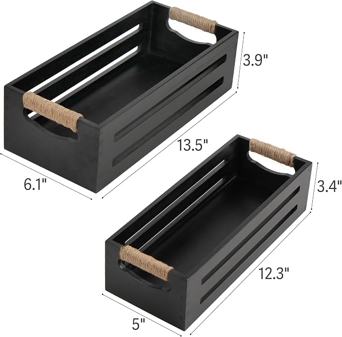 LotFancy Bathroom Decor Box, 2 Pack Toilet Tank Topper Basket, Wooden Bathroom - Image 2